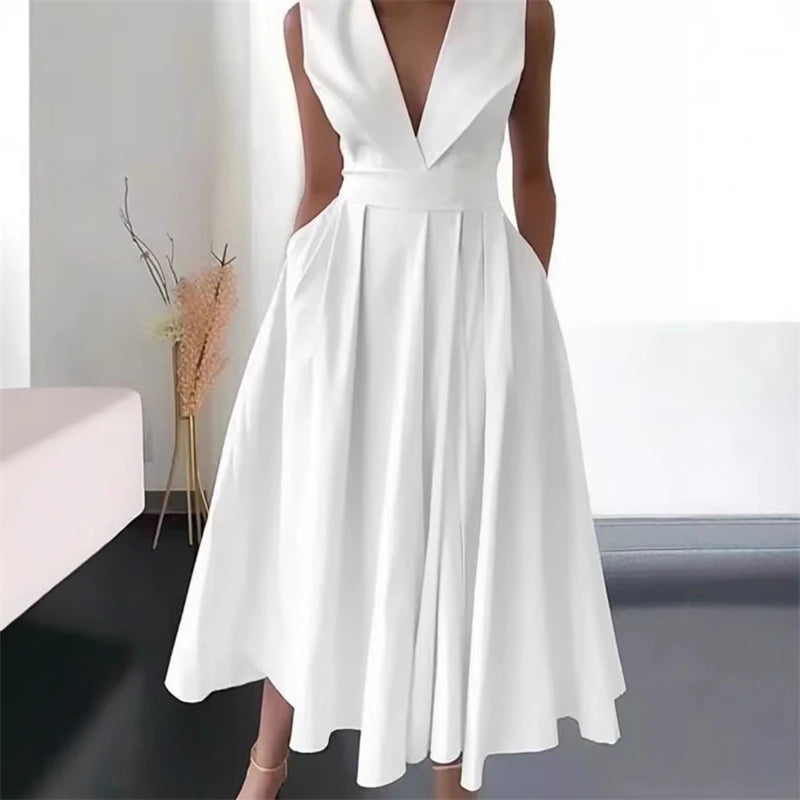 Elegant Deep V-Neck Maxi Dress