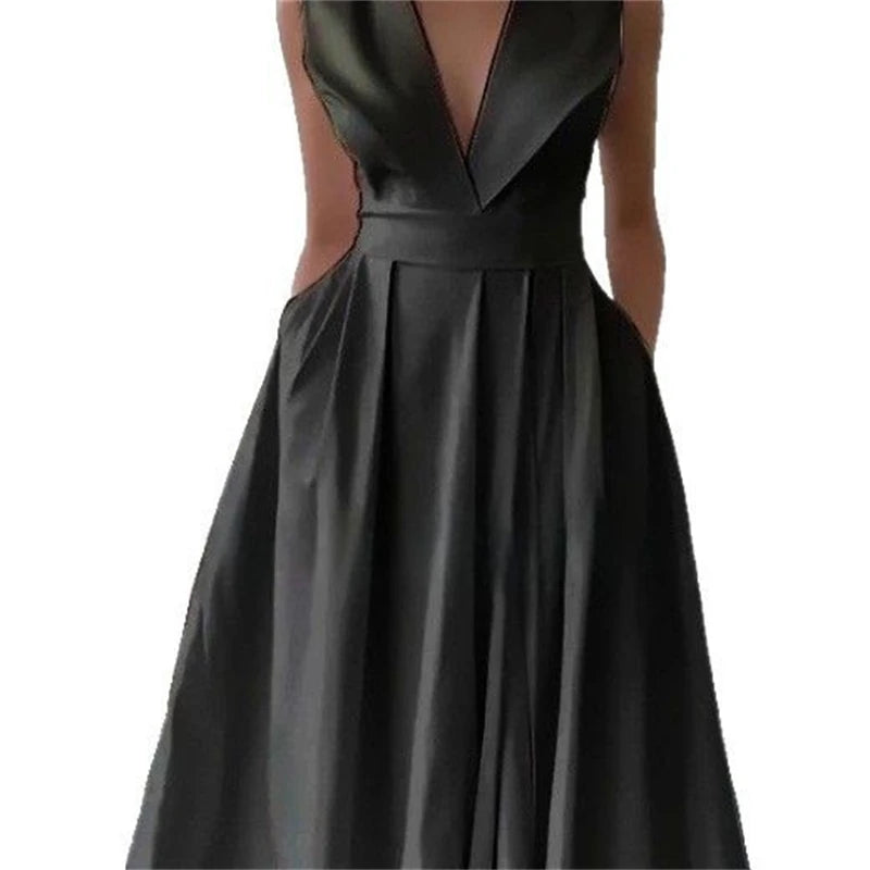 Elegant Deep V-Neck Maxi Dress