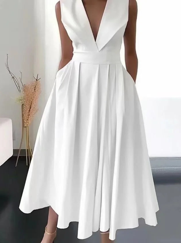 Elegant Deep V-Neck Maxi Dress