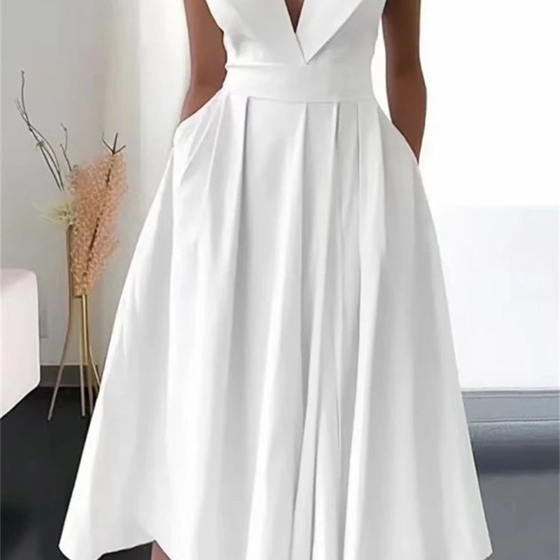 Elegant Deep V-Neck Maxi Dress