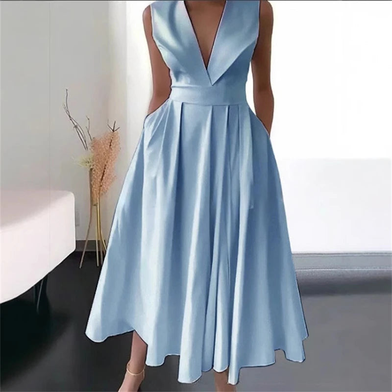 Elegant Deep V-Neck Maxi Dress