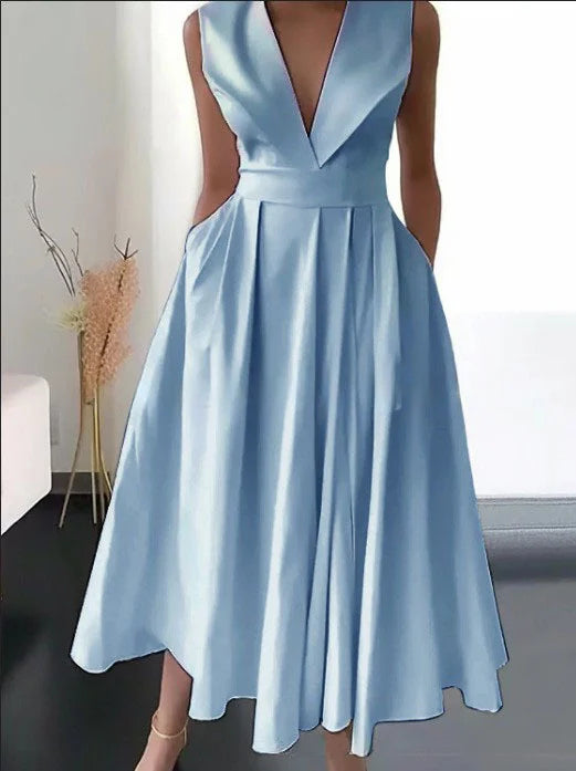 Elegant Deep V-Neck Maxi Dress