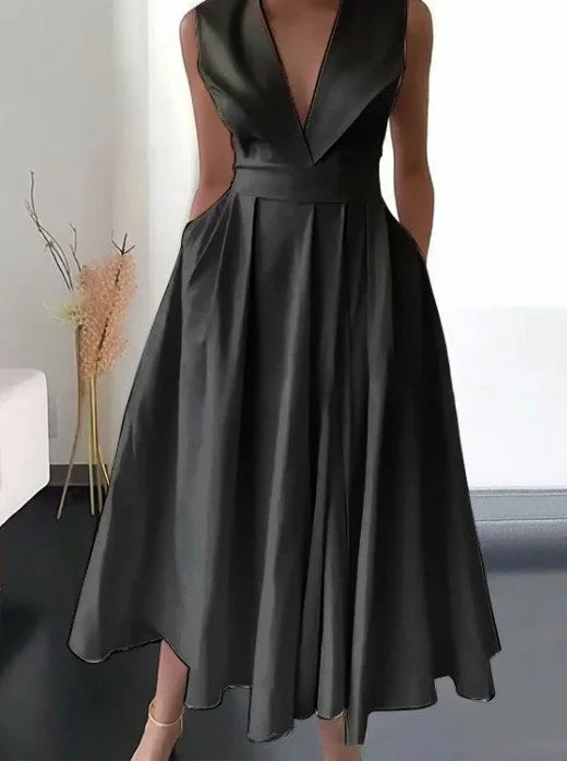 Elegant Deep V-Neck Maxi Dress